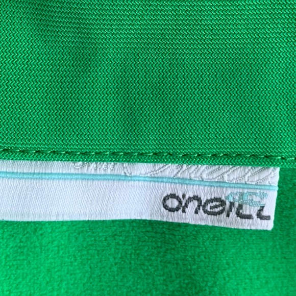 O’Neill‎ retro green zipped jacket, polyester, brown stripe, Med but runs small - Picture 12 of 12